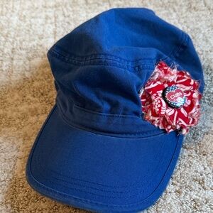 Blue and Red Cubs Fabric Flower Hat